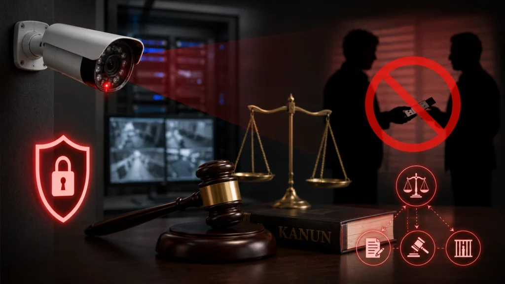 Güvenlik kamerası kayıtlarının izinsiz olarak üçüncü kişilerle veya sosyal medyada paylaşılmasının yasal ve hukuki cezaları.
